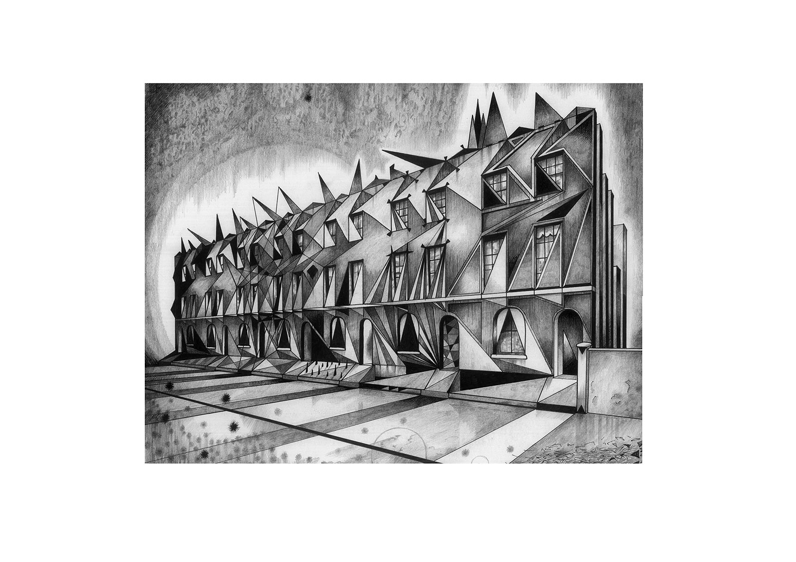 Drawing by Tod Hanson of his Childhood home, a Regency terrace in London