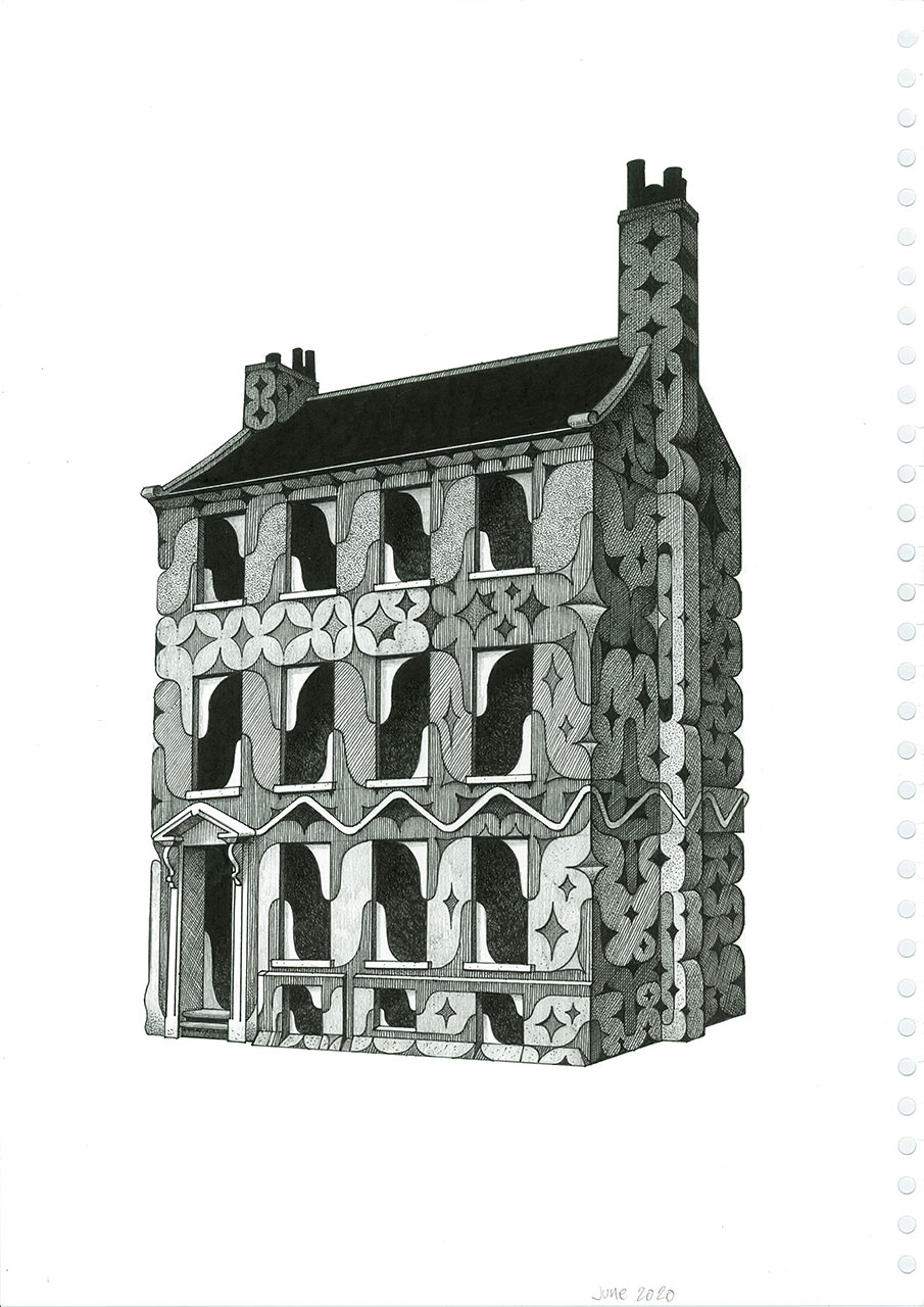 pen and pencil drawing by Tod Hanson of his Waxwing art project