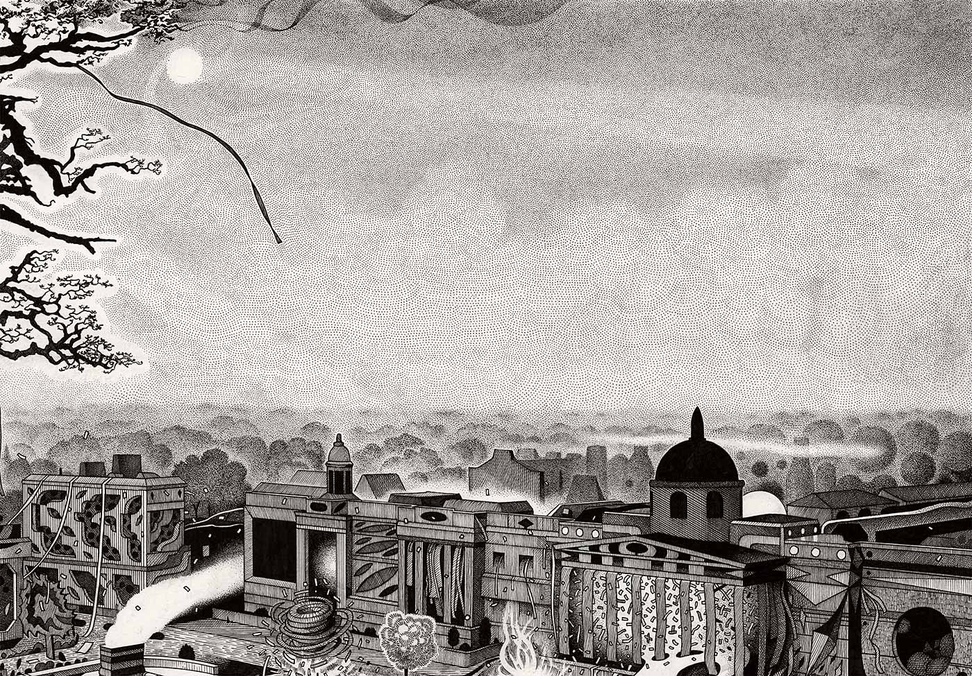 Detail from Square Redrawn, a drawing by Tod Hanson