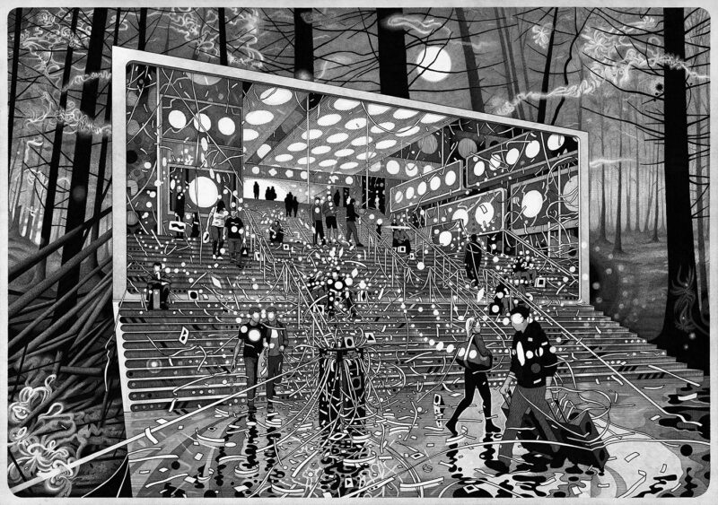 'Fourth Wall Plasma', a drawing by Tod Hanson